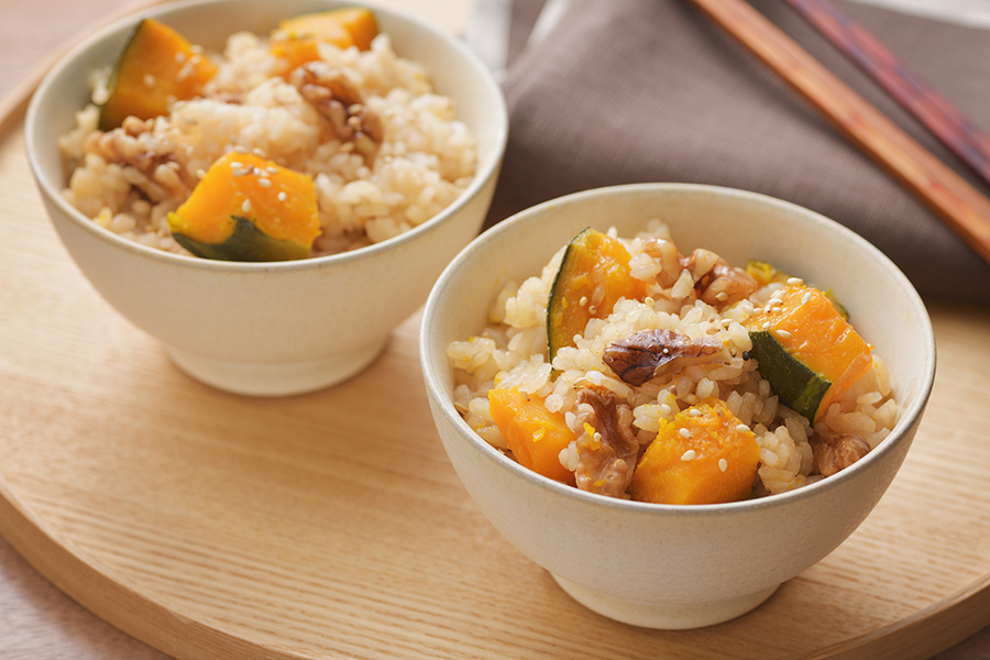かぼちゃとくるみの炊き込みごはん