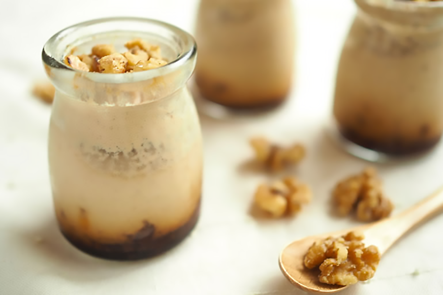 たっぷりくるみとバナナのプリン
