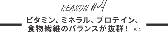 ビタミン、ミネラル、プロテイン、食物繊維のバランスが抜群！ ※4